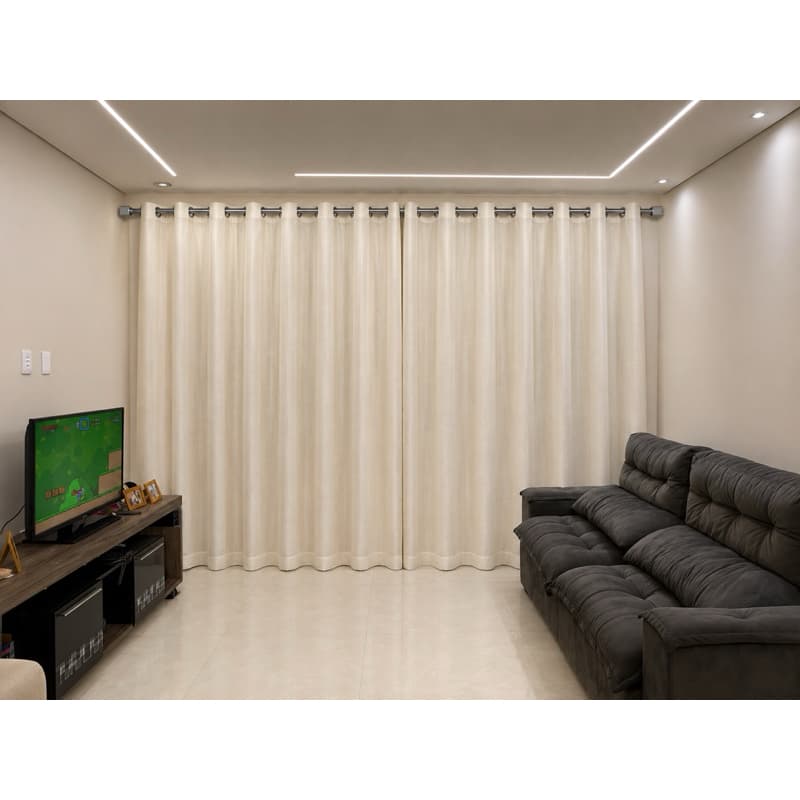 Cortina Voil Gaze De Linho 4,00 x 2,20/2,30/2,40/2,50/2,60/2,70/2,80 C/forro Blackout Grosso Original