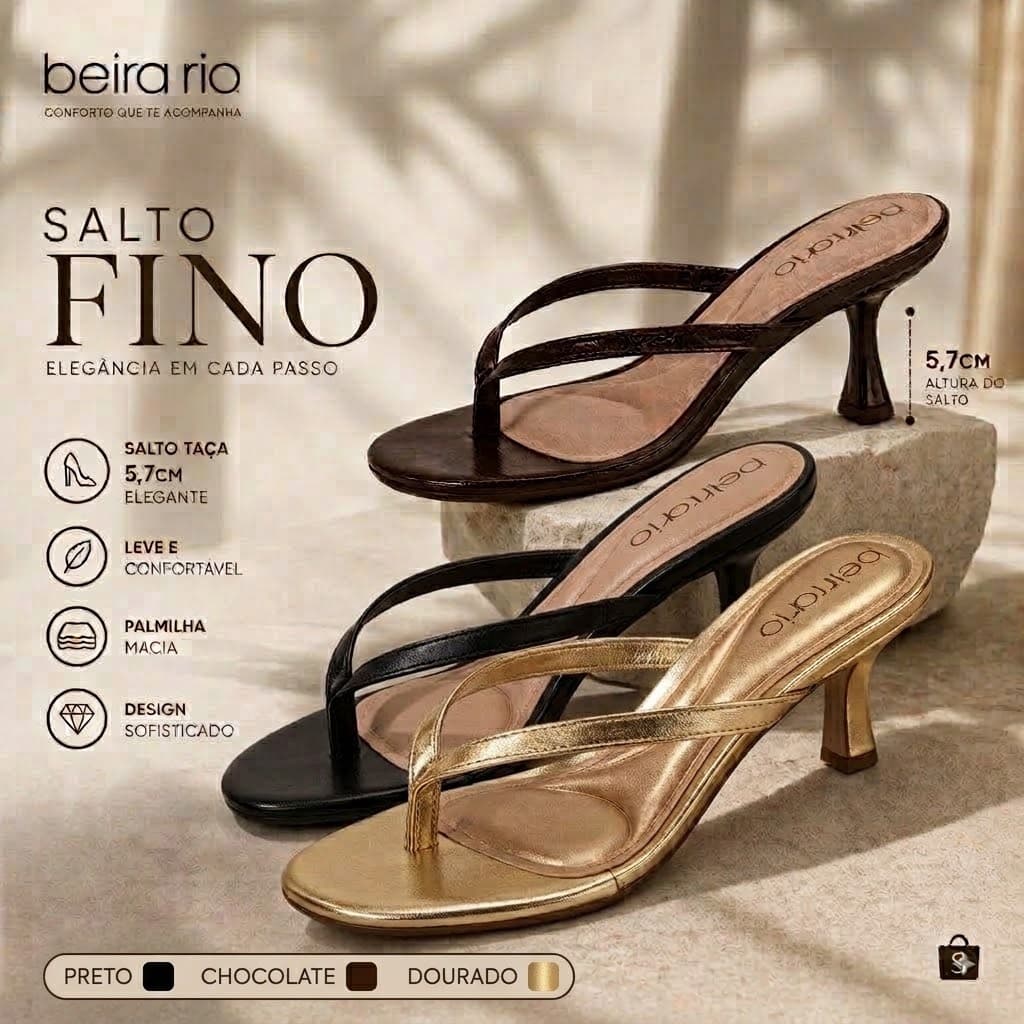 Sandália Feminina Salto Taça Tamanco Beira Rio Elegante Confortável Original