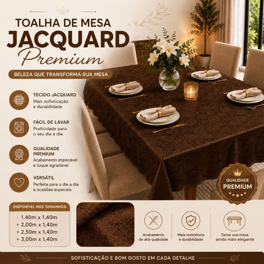 Toalha De Mesa Premium Tecido Jacquard