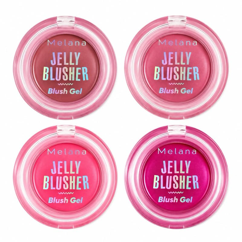 Kit 4 Blushes Jelly Melana Blush Gel 4 Cores Efeito Natural Alta Pigmentação Maquiagem Facial