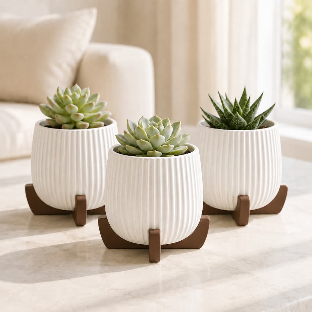 Kit 3 Vasos Cachepot Decorativo Mini Vaso para Suculenta Cacto Plantas Pezinho Decoração Sala Quarto