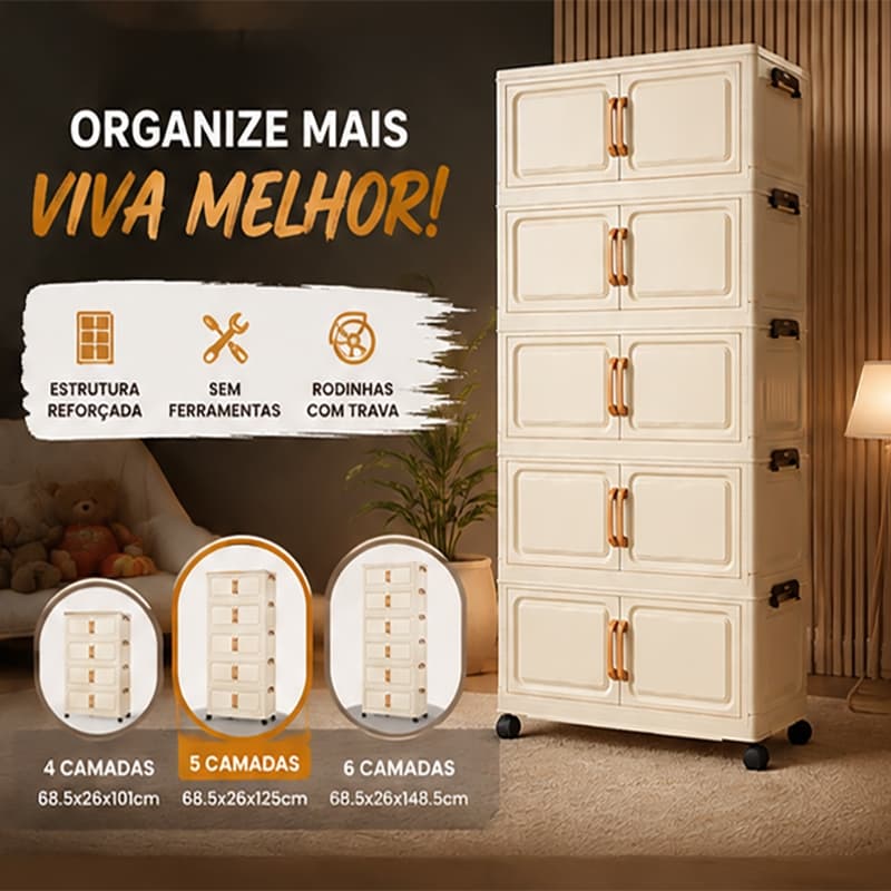 Armário Organizador Multiuso com Rodinhas PP Estreito 4 5 6 Camadas para Banheiro Cozinha Lavanderia
