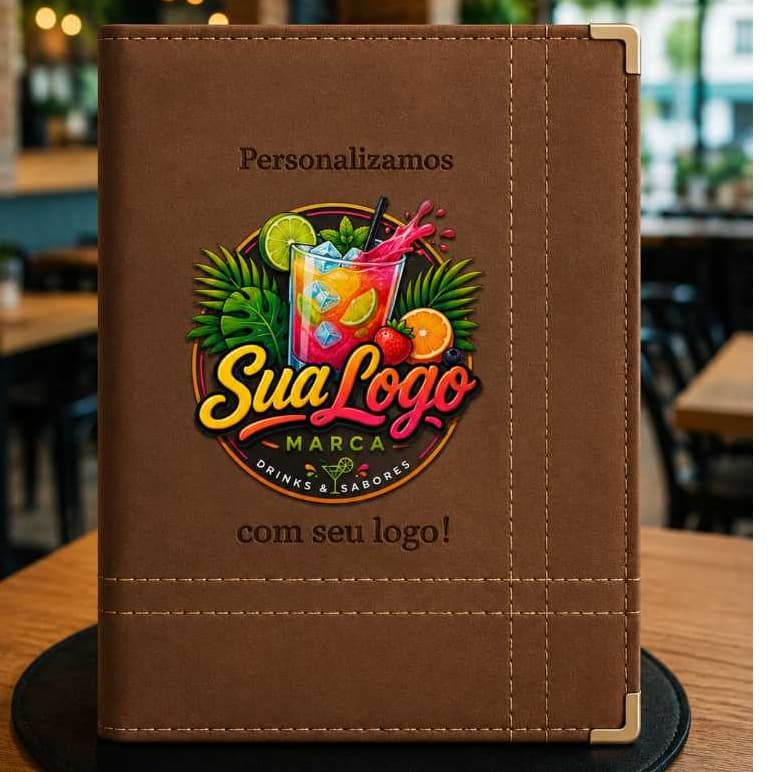 NOVIDADE 10 Cardápios Capa Dura A4 Resistente Para Restaurante +LOGOMARCA COLORIDA