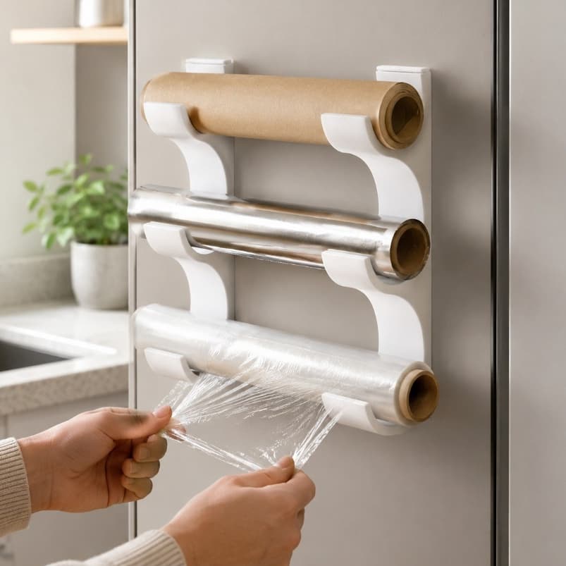Suporte Organizador de Rolos de Cozinha 3 Andares Branco