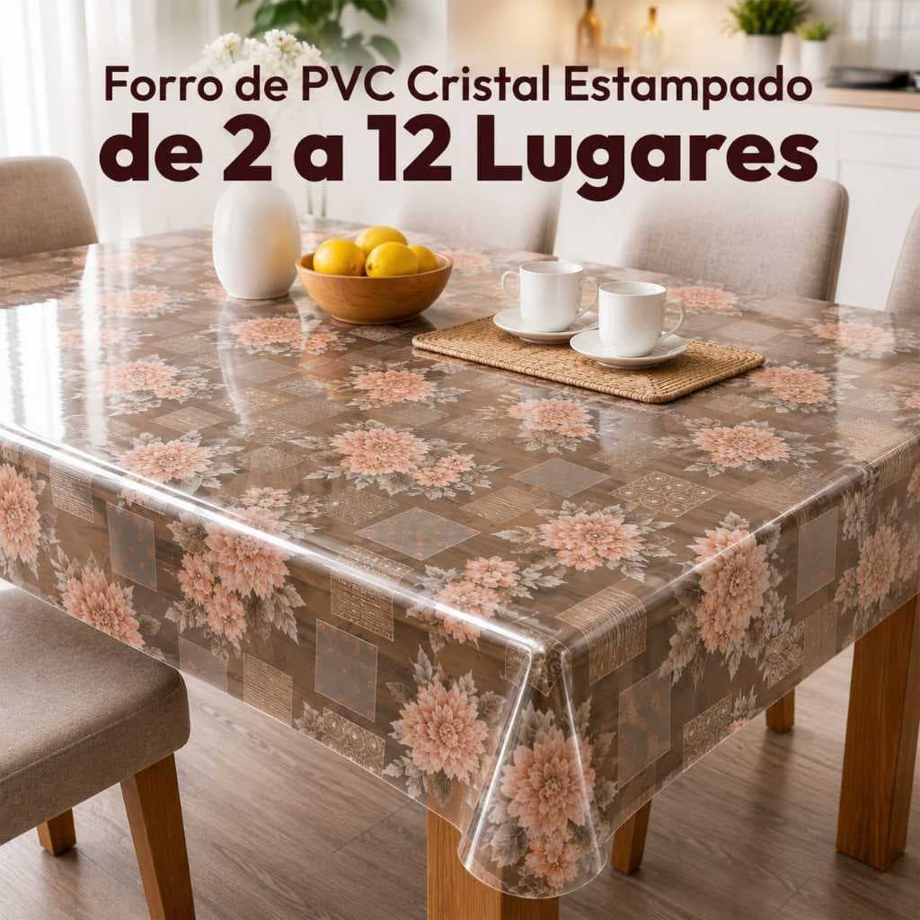 Toalha de Mesa Plástica Estampada Transparente Térmica Impermeável Forro PVC Cristal Envio Enrolado