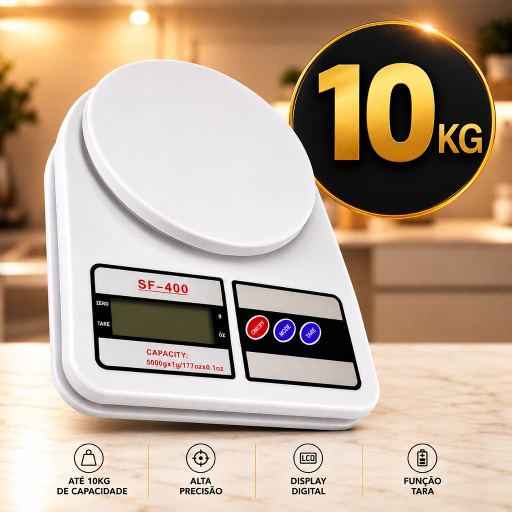 Balança Digital Cozinha 10Kg Precisão Balança de Alimentos Cozinha