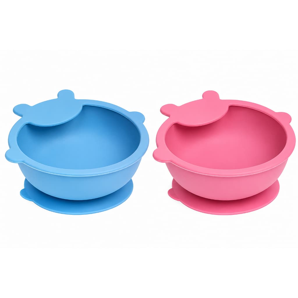 Prato Tigela Infantil de Silicone com Ventosa Antiderrapante para Bebê Alimentação
