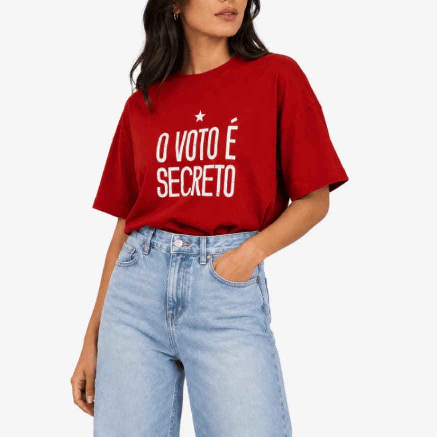 Camiseta Oversized Voto É Secreto Eleições Camisa Unissex Algodão Premium
