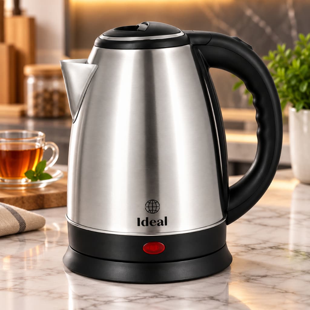Chaleira Elétrica Inox 1,8L 1500W 220V Automática Base 360 Água Quente Café Chá Cozinha Escritórios