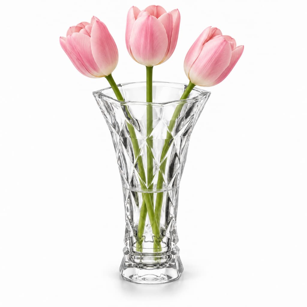 Vaso de Cristal Decorativo Diamond  8x15cm Centro de Mesa Sala Lyor
