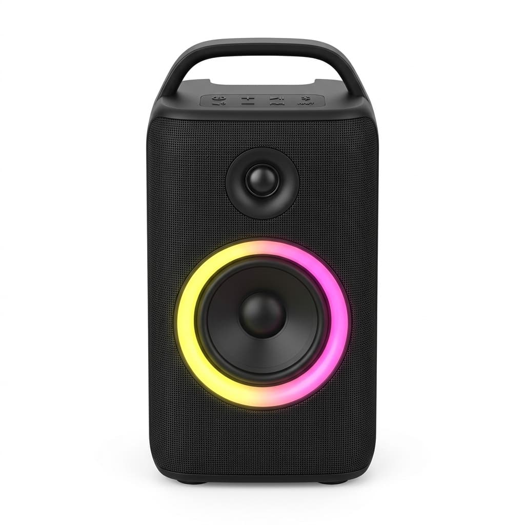 Caixa de Som Bluetooth 120W Potente com LED, Entrada P2 e P10, Grave Reforçado para Festa e Karaokê