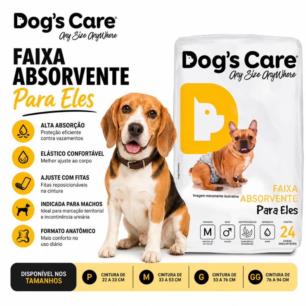 Fralda higiênica cães Pet descartável para cachorro Macho G kit 24 unidades Dogs care