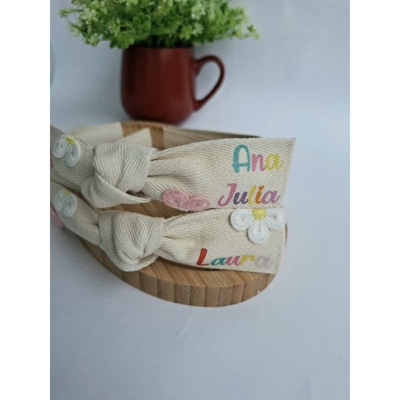 Tiara Turbante Infantil Personalizada com Nome | Tiara Feminina de Cabelo para Menina