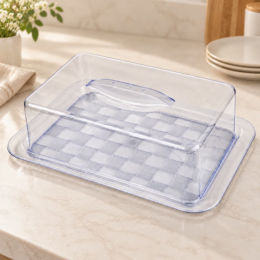 Porta Bolo Retangular Boleira Extra Grande Tampa Transparente Pães Doces Tortas