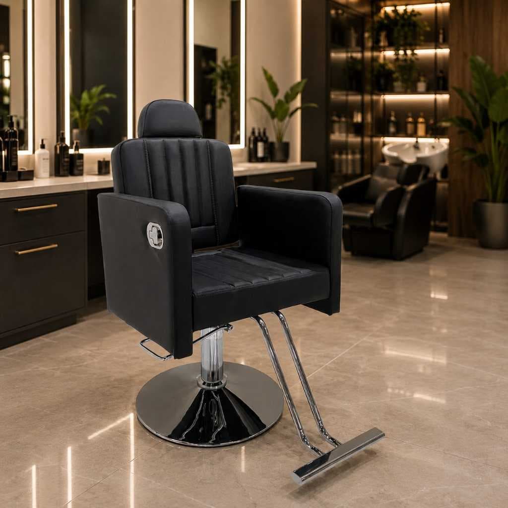 POLTRONA CADEIRA LENI RECLINÁVEL COM BASE REDONDA CROMADA PREMIUM