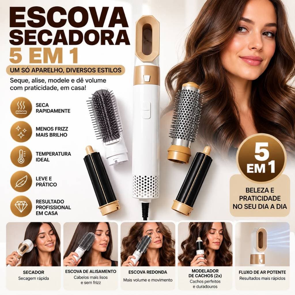 ESCOVA SECADORA 5 EM 1