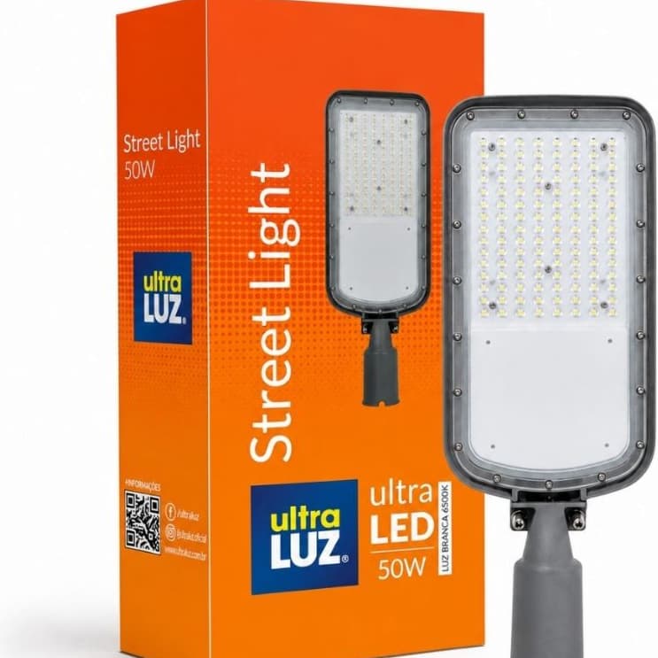 Luminária de Rua Pública Externa LED 50W Street Light Para Poste 5000K Bivolt Ultraluz
