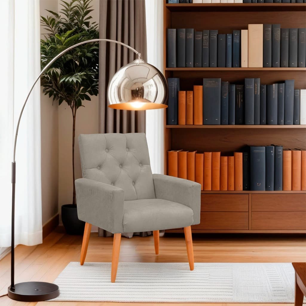 Poltrona Para Sala AdsDecor Ísis Confortável - Suede Bege