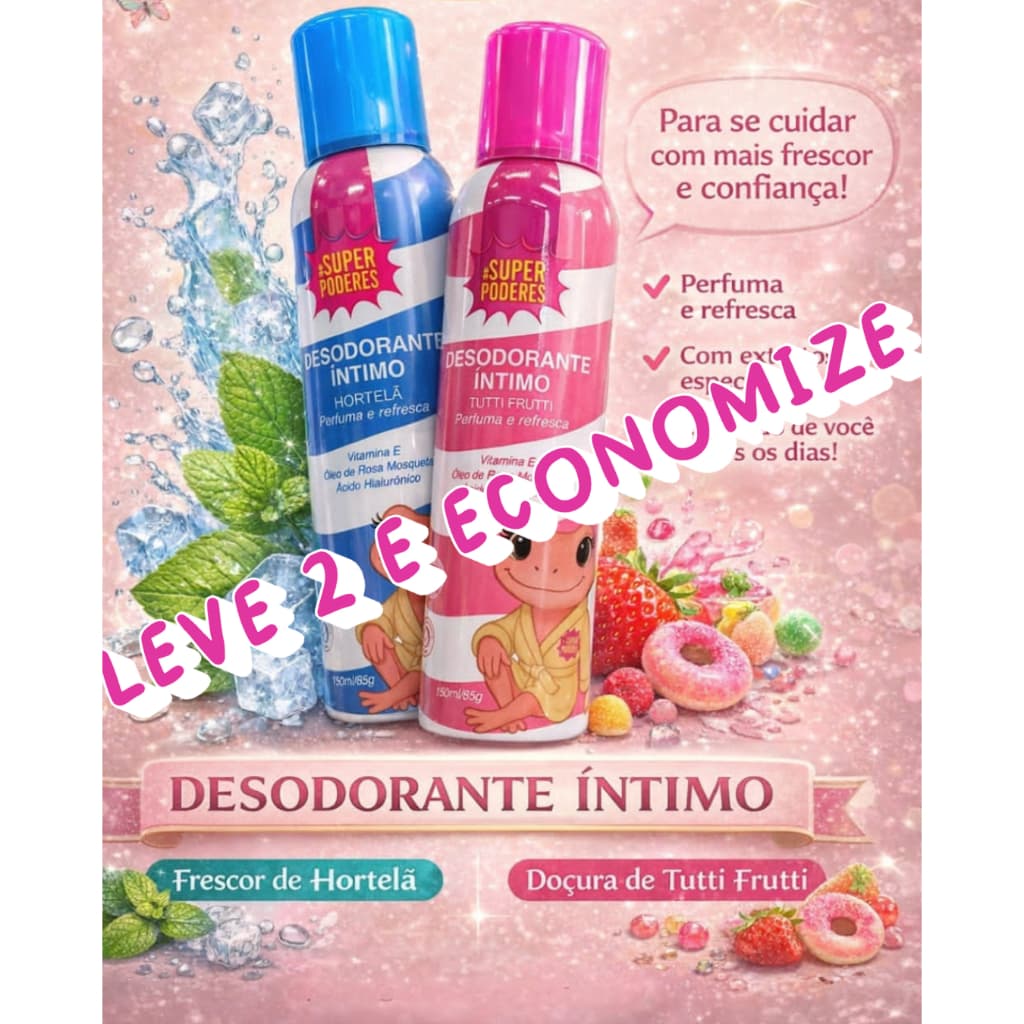 Kit 2 Desodorante Íntimo Feminino Super Poderes | Frescor Diário | Melhor Custo Benefício