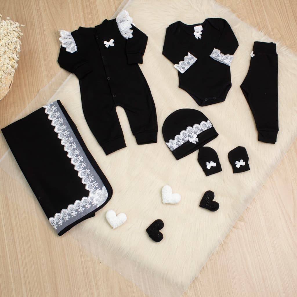 Saída Maternidade Menina Enxoval Completo 6 Peças RN Roupas 100% Algodão Premium