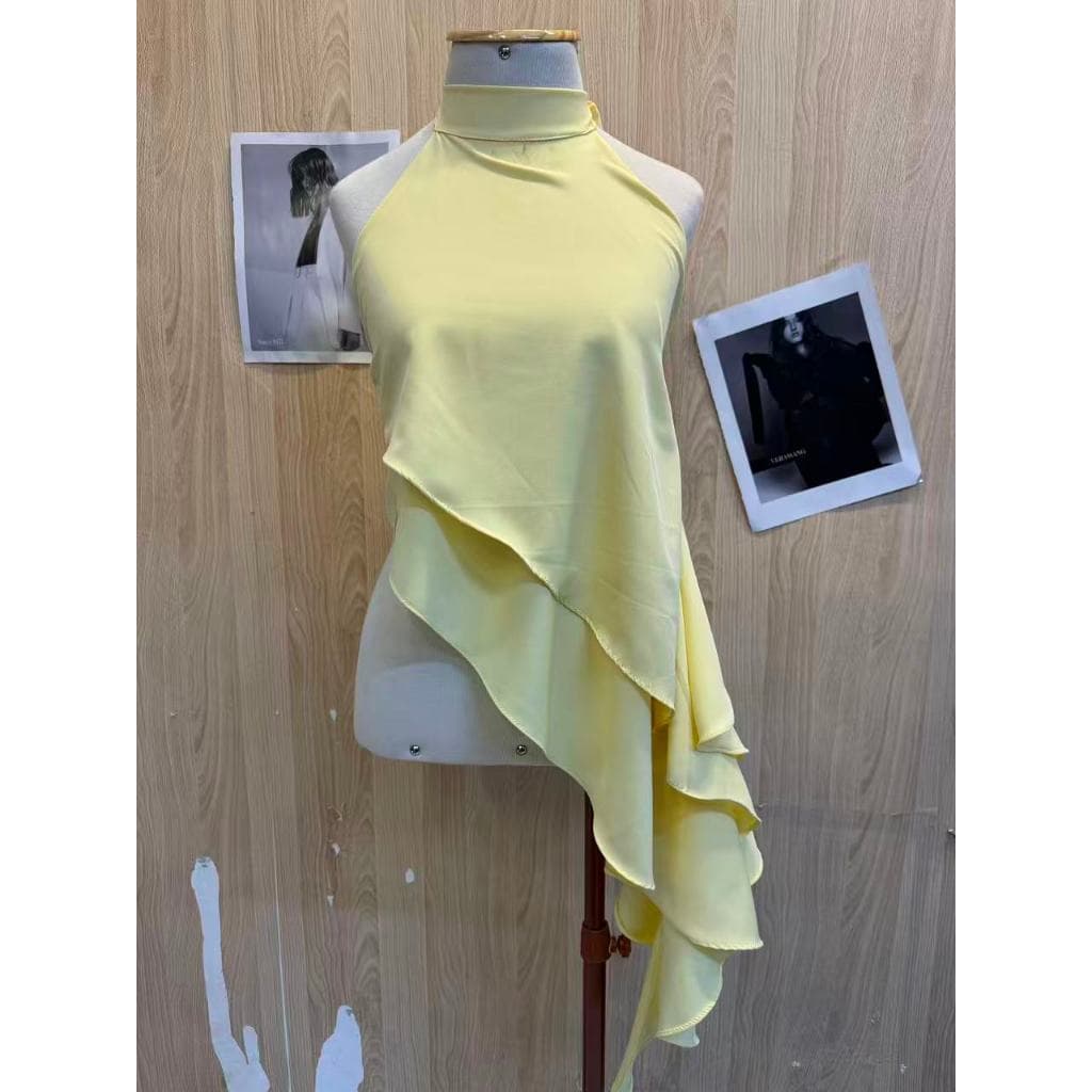 Blusa Feminino Leveza de Cetim com Babados