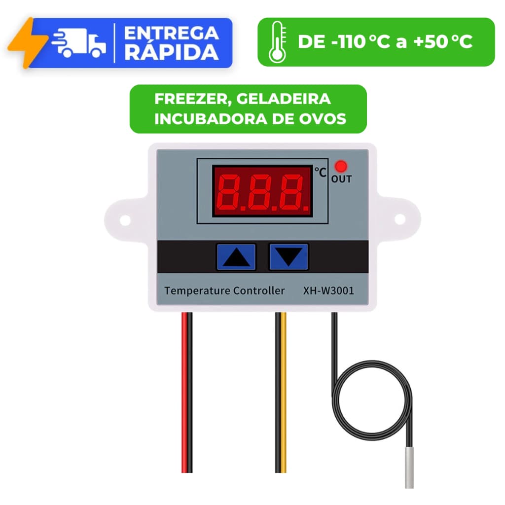 Controlador Temperatura Digital Termostato 110/220v Bivolt W300 Chocadeira Geladeira Freezer