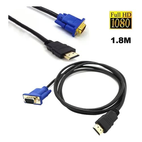 Cabo HDMI para VGA 1.8M com Conversor de Vídeo Full HD 1080p