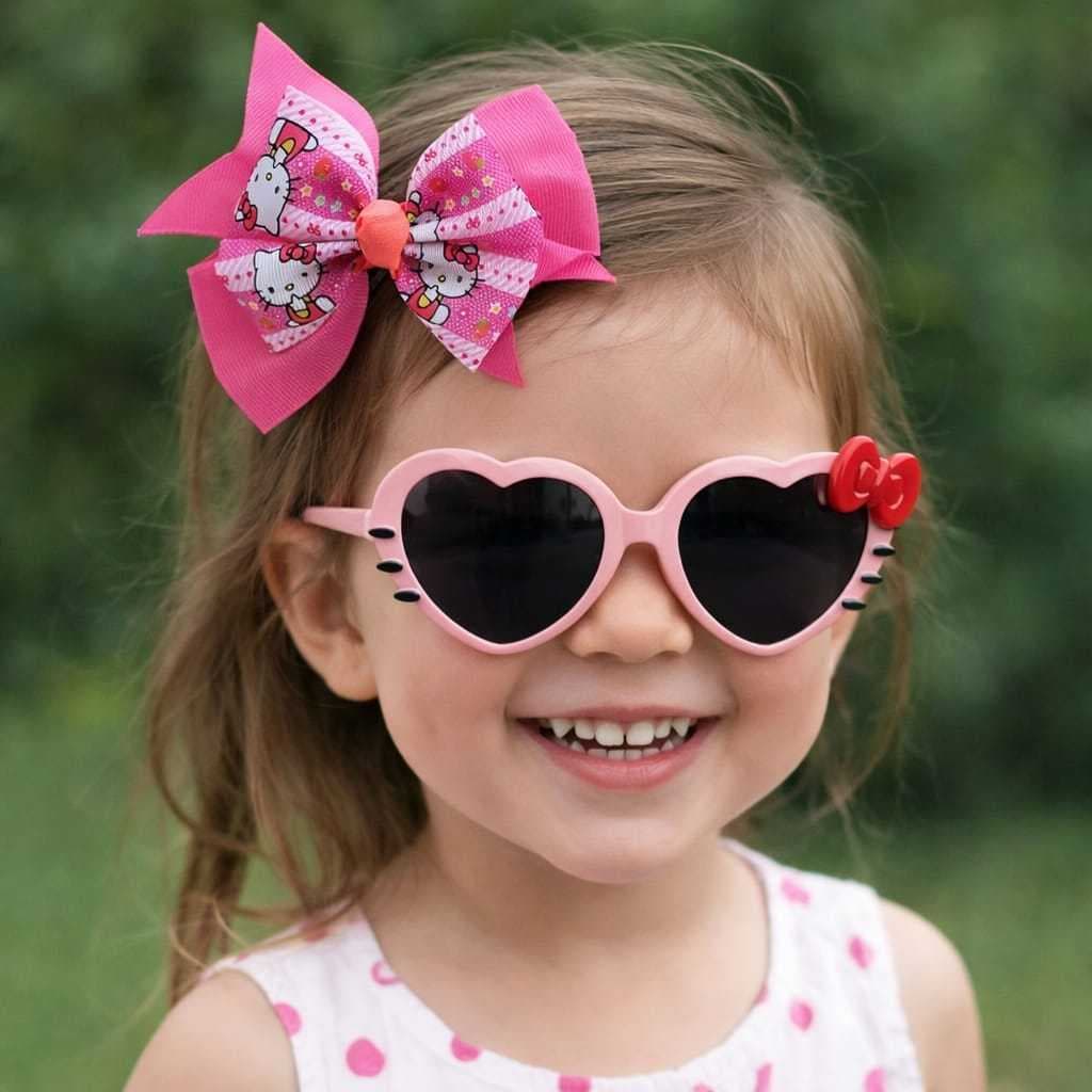 Kit Infanti meninal Óculos infantil de Sol + Laços de cabelo | Coloridos e Estilosos