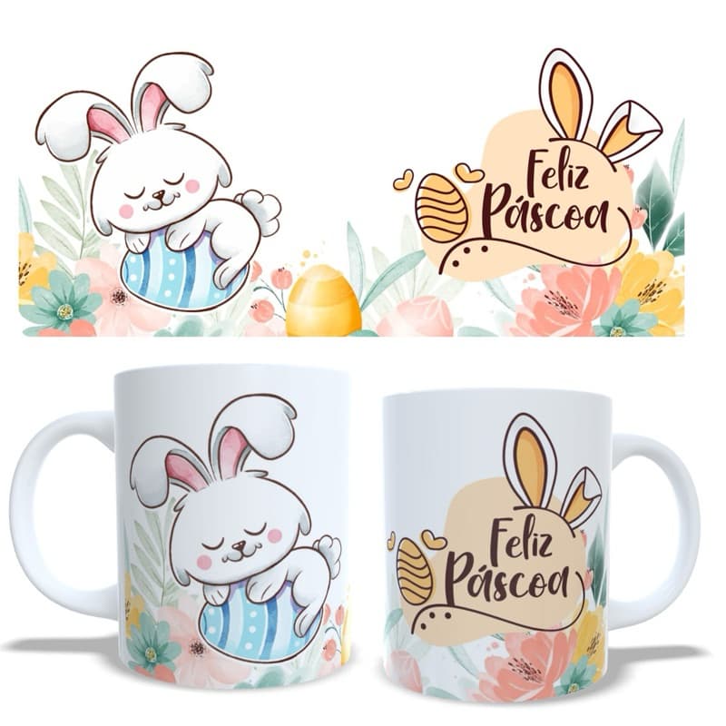 FELIZ PÁSCOA CANECA DE PORCELANA 325 ML