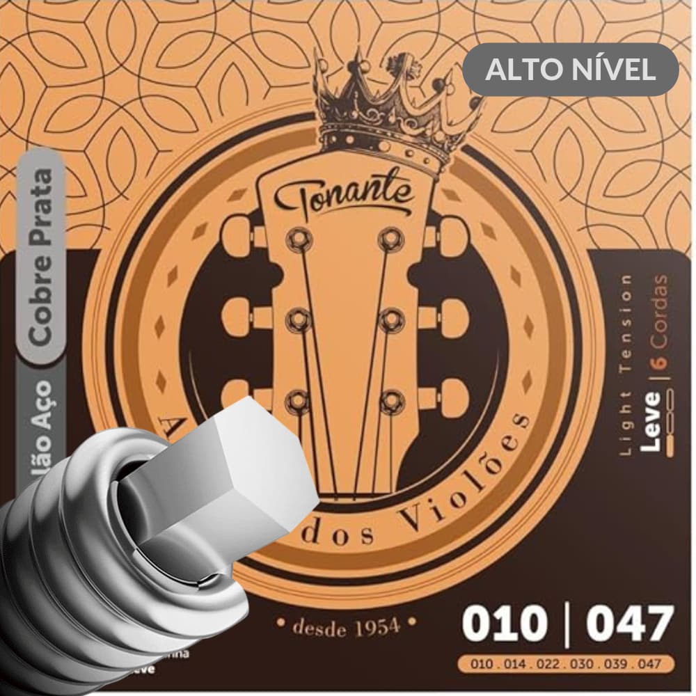 Cordas Tensão Leve de Aço c/ Bolinha de Altíssimo Nível  P/ Violão - Tonante Rvva10Sp