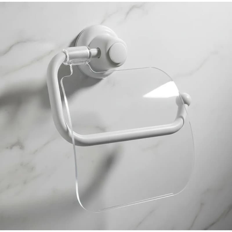 PAPELEIRA CRISTAL COM BRANCO  SUPORTE DE PAPEL HIGIÊNICO BANHEIRO ELEGANTE✨