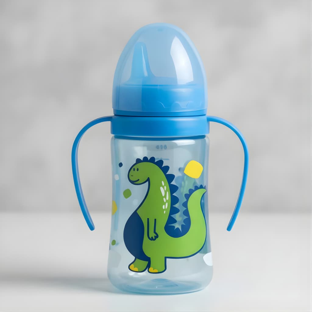 Copo Treinamento Transição Infantil/Bebê com Alça bico com válvula de fluxo antivazamento Azul menino 270ml