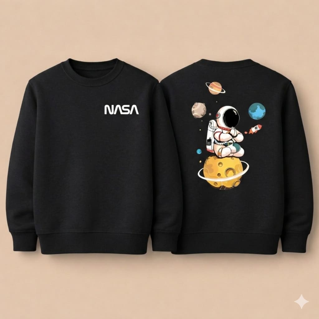 Moletom juvenil e infantil meninos estampa nasa blusa careca premium de algodão