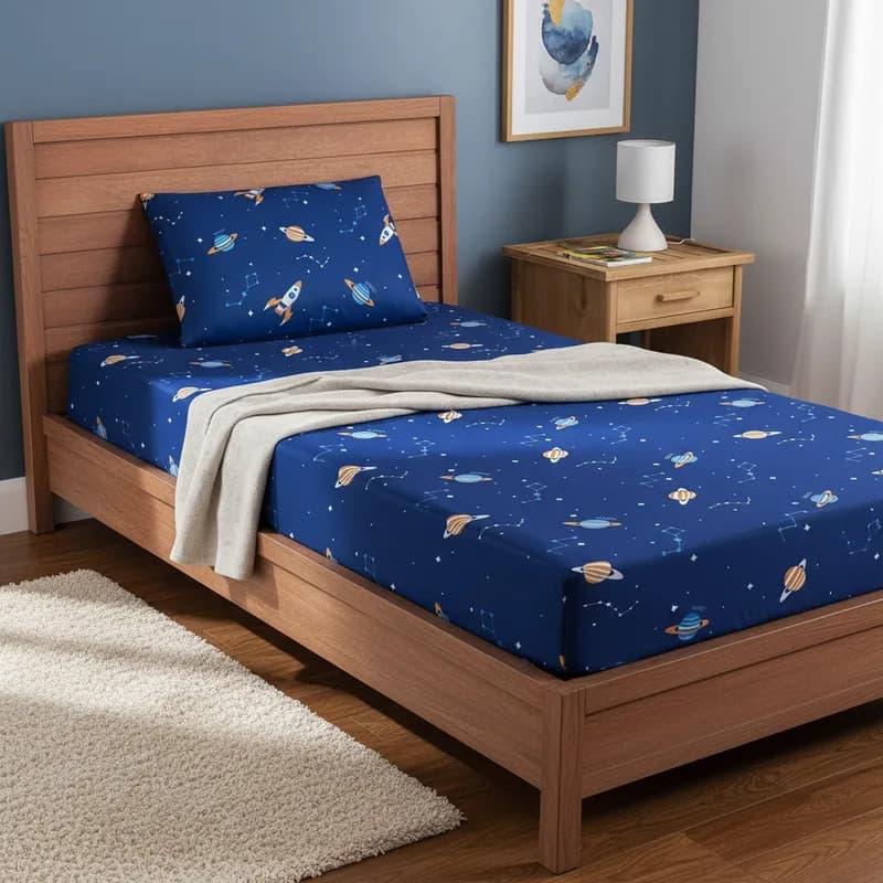 Jogo Roupa de Cama Solteiro Kids Infantil Estampados 2 Pçs Lençol com Elástico e Fronha Coleção Kids