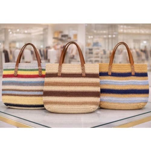 ZEROXYH BOLSA DE PRAIA PALHA LISTRADA SOFISTICADA C-12564