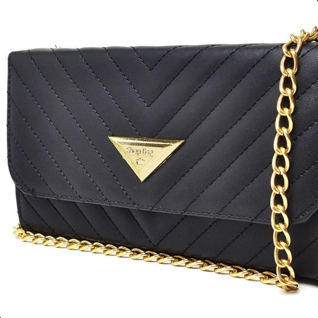 Bolsa Feminina Pequena Transversal Matelassê com Corrente Dourada Luxo Moda Festa Casual