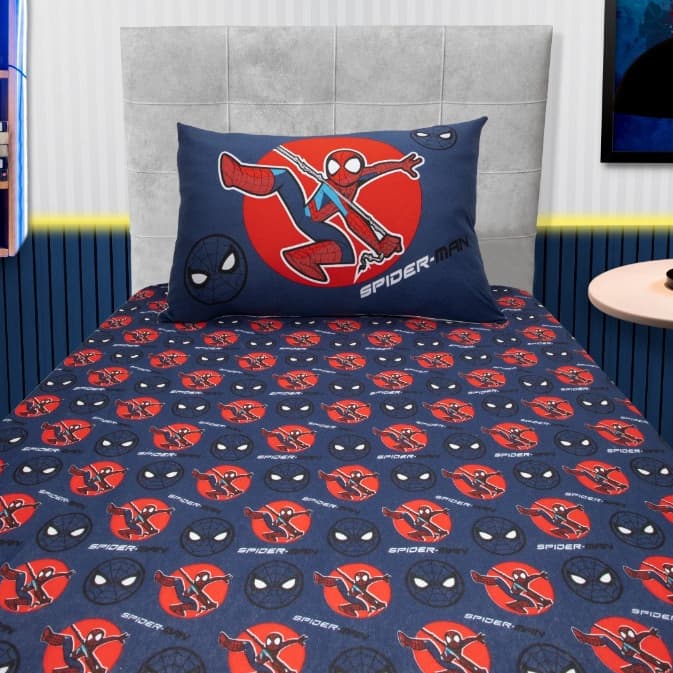 Jogo de Cama Lençol Solteiro Infantil Homem Aranha Disney Marvel Criança – Malha Estampada