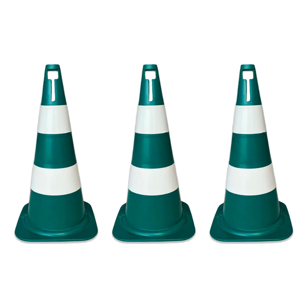 Kit 2/3 Cones Verde Sinalização Segurança Pvc 50cm
