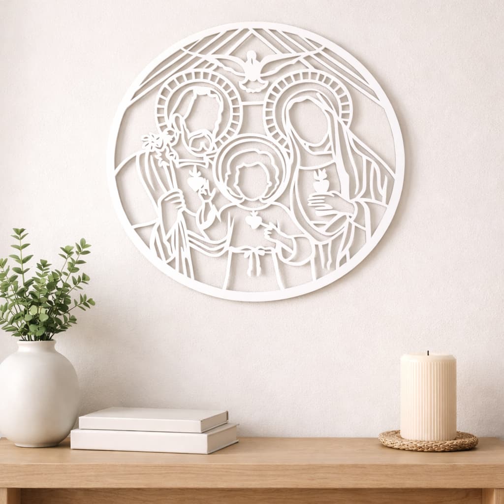 Mandala Sagrada Família MDF Recorte a Laser Parede Religiosa Decorativa Artesanato Decor Fé Cristã