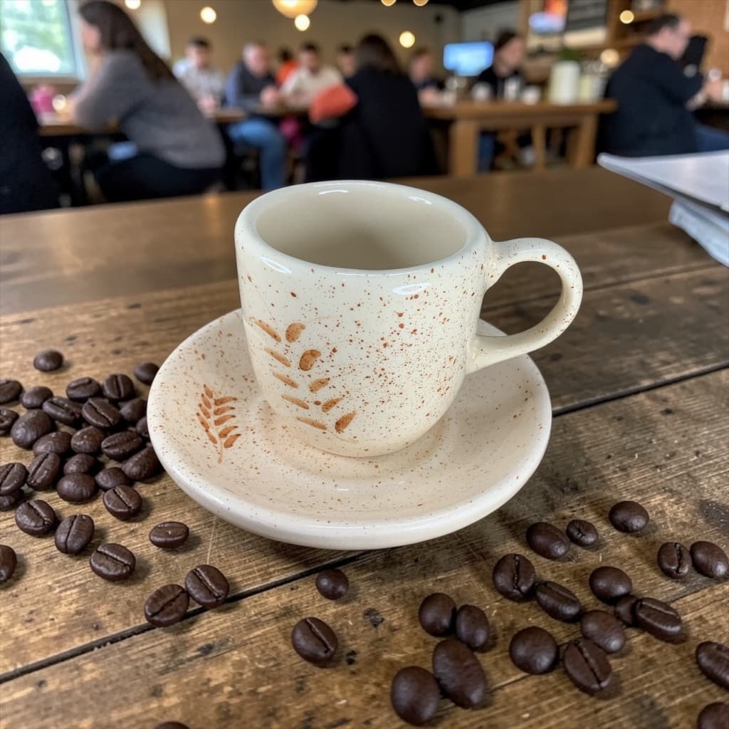 Xícara de Café 80ml Com Pires Trigo de Cerâmica