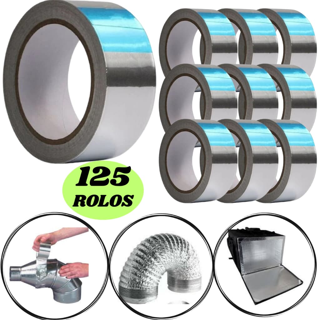 125 ROLOS FITA ADESIVA ISOLAMENTO TERMICO,BAG DE ISOPOR,IFOOD,DELIVERY,AR CONDICIONADO, FITA ALUMINIZADA