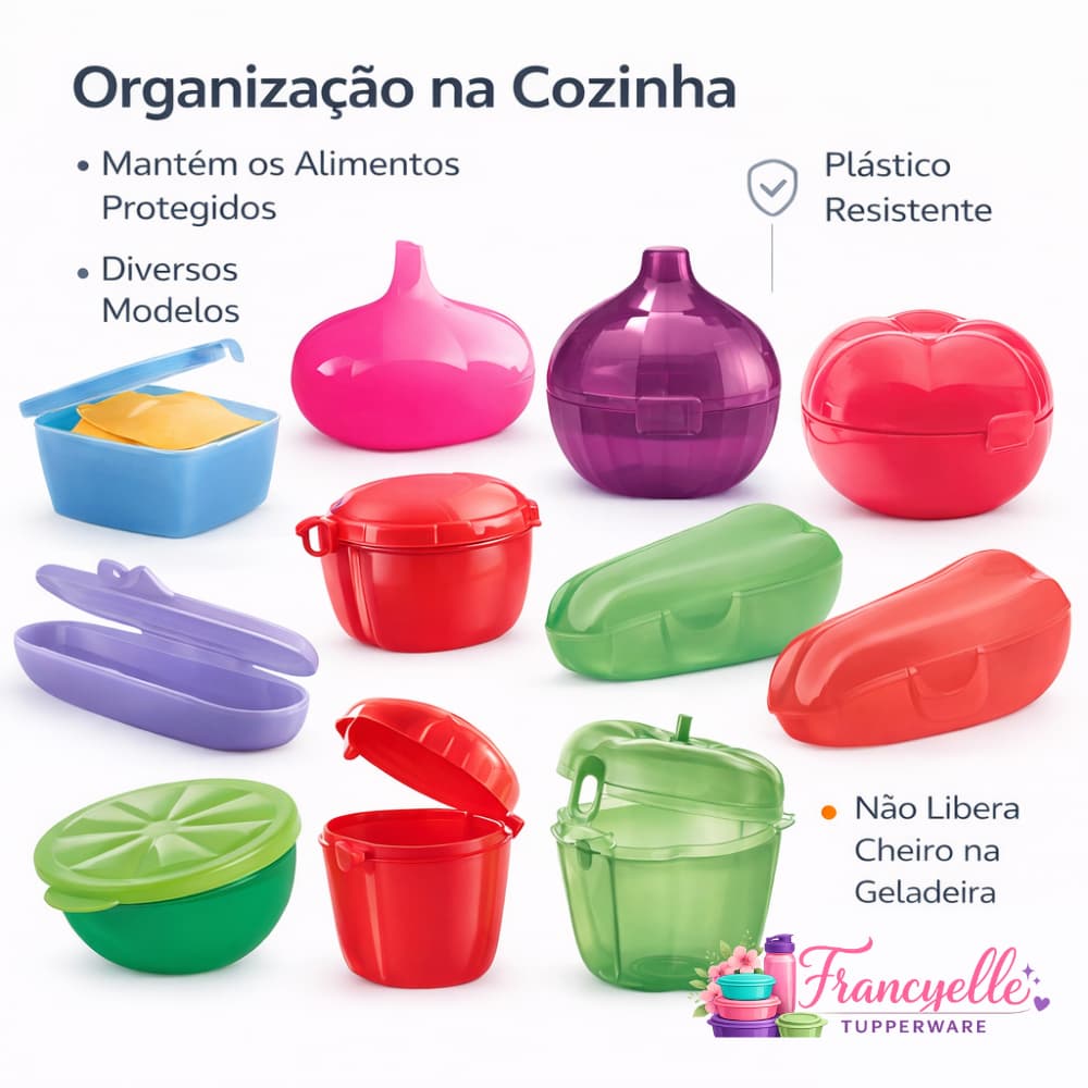 Porta Legumes - Cebola / Alho / Tomate / Pimentão / Pimenta/ Porta Metade Tupperware®