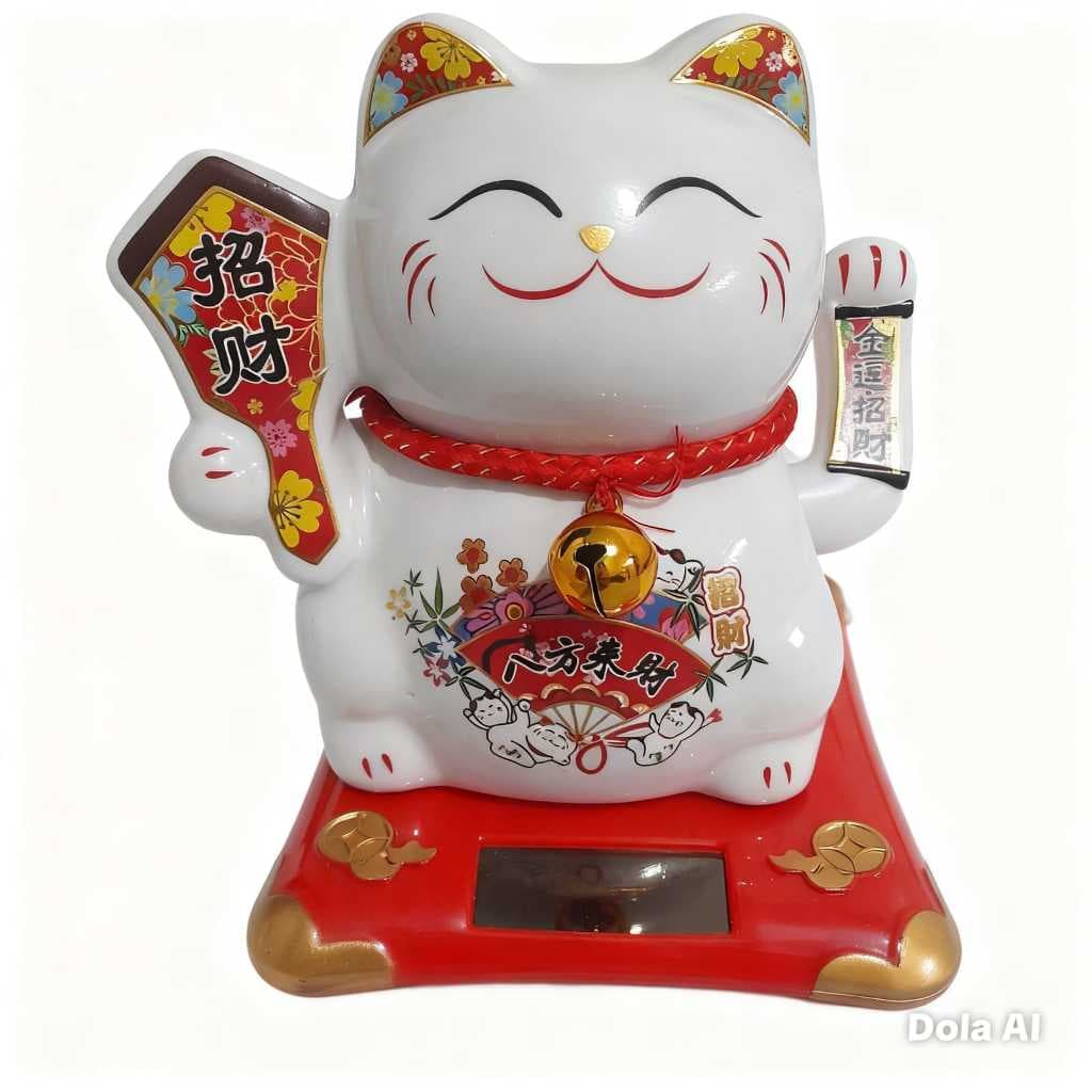 Gato da sorte Japonês Maneki Neko Amuleto da sorte energia Solar Ascenando