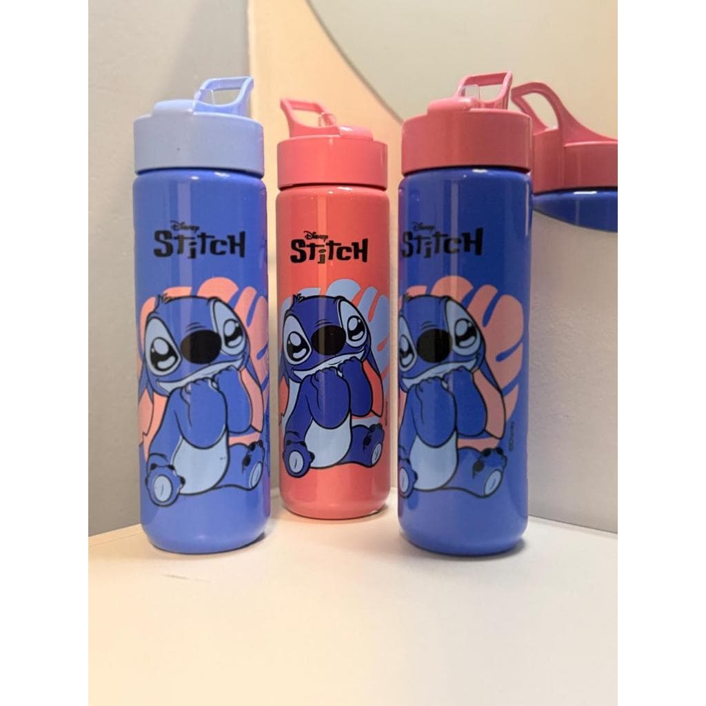 Garrafa de Água Stitch 750ml Grande com Canudo | Squeeze Infantil Disney | Garrafinha Fofa Escolar Resistente