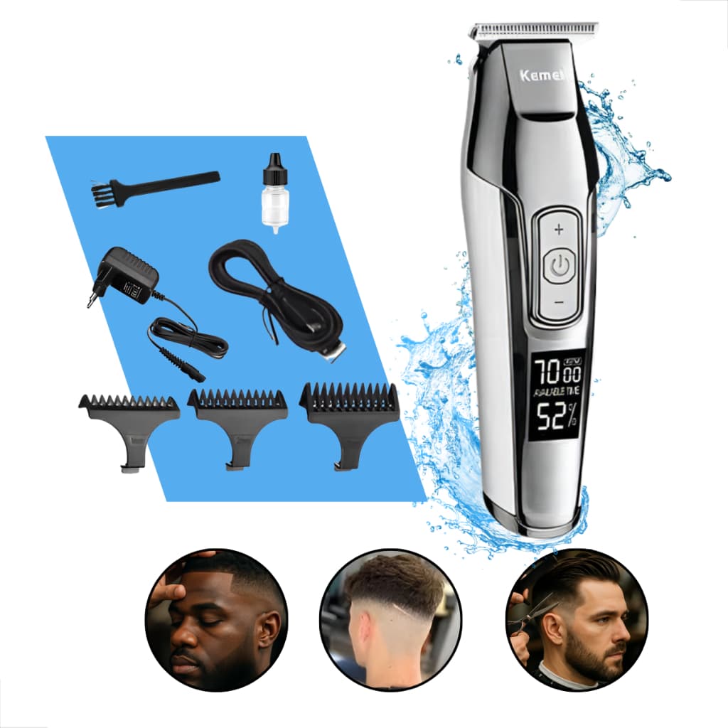 Maquina Cortar Cabelo Profissional Original Sem Fio Aparador de Pelos Acabamento Barba Led Barbeador