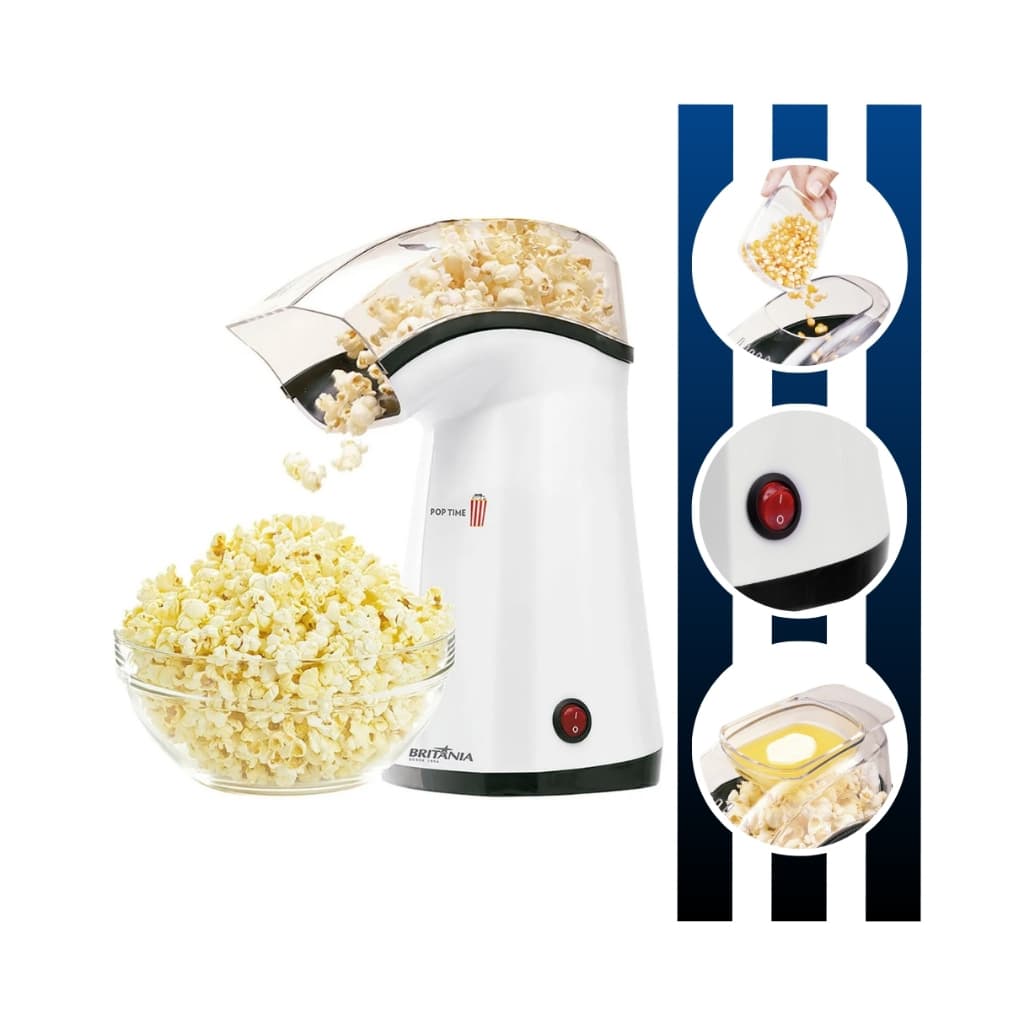 Pipoqueira Sem Óleo Pop Time 1200w B 02 Branco Britânia