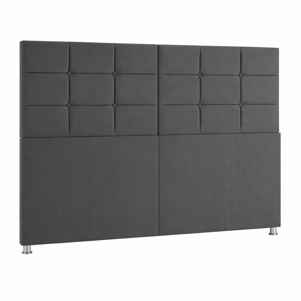 Cabeceira De Cama Box Casal Com Pés Quenn 160 Cinza Luxo Modelo Dubai- CASA LGM