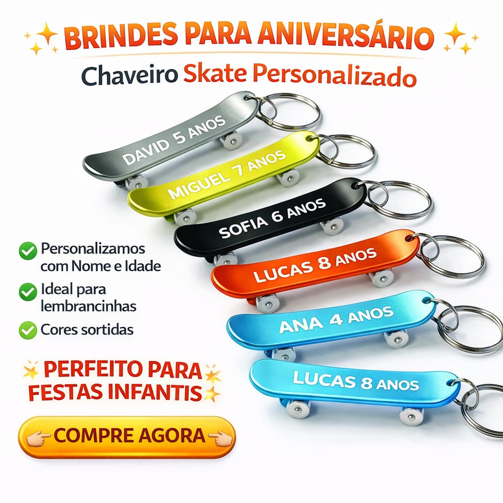 CHAVEIRO  SKATE-LEMBRANÇA-PERSONALIZADA-CHA DE BEBE-ANIVERSARIO