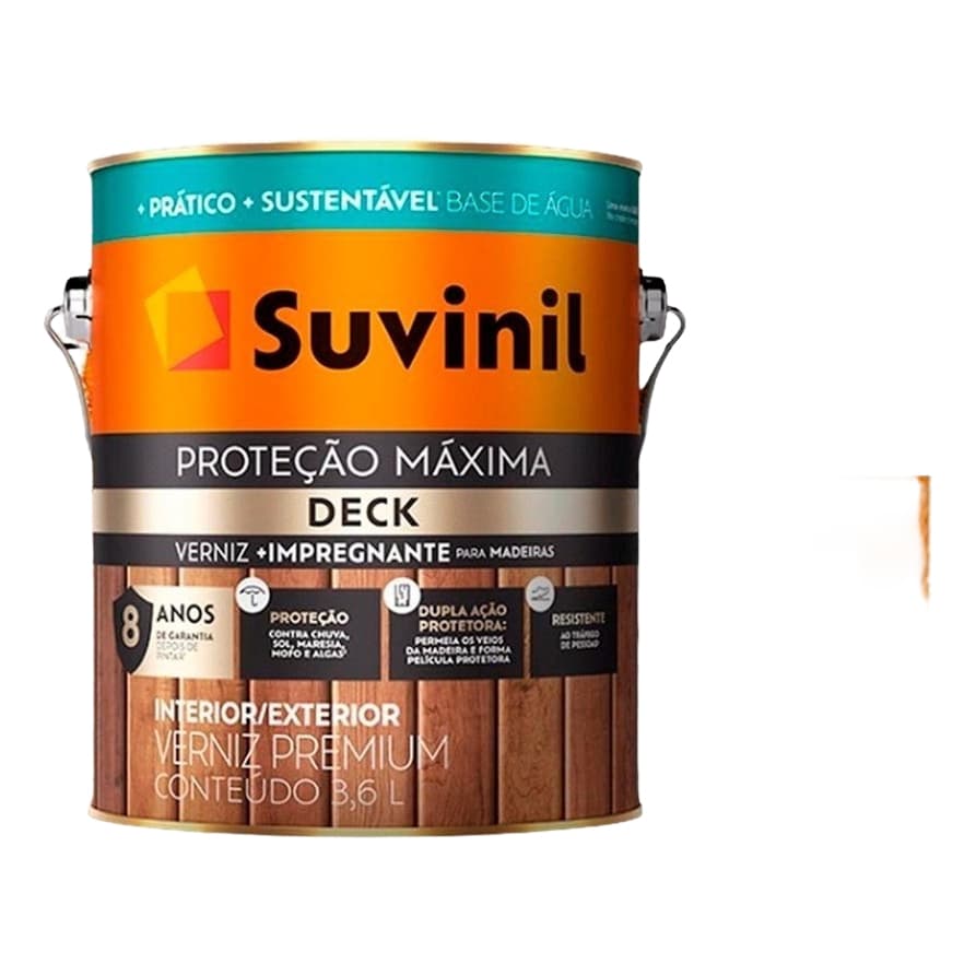 Verniz Suvinil Proteção Máxima Deck Acetinado 3,6L Madeira Exterior Alta Durabilidade