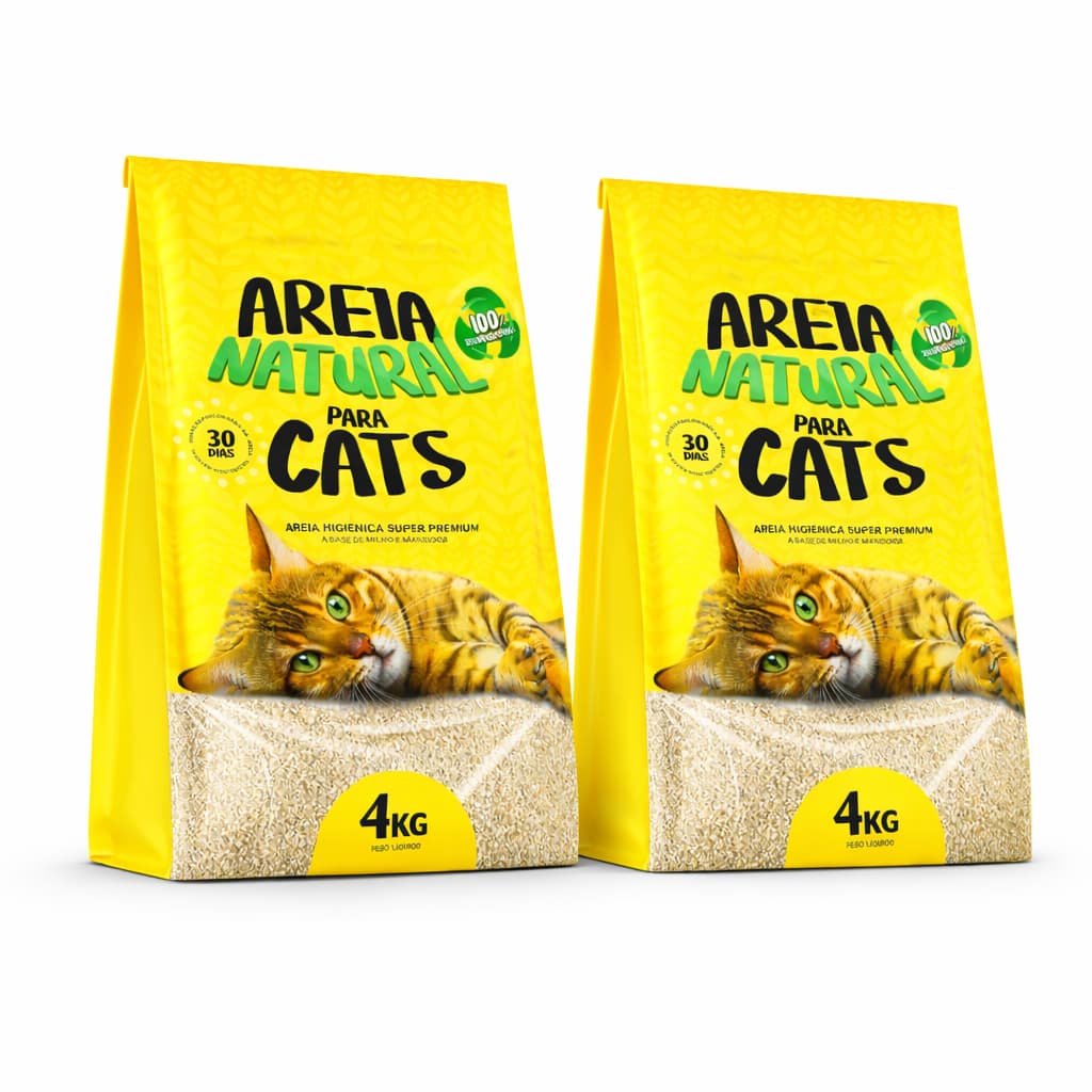 Areia Higiênica Natural Biodegradável Gatos Tiger Cats 2kg forma torroes firmes em 5 minutos kit 2unids